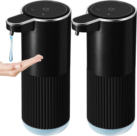 Automatic Soap Dispenser, 2 Pack Black Touchless Liquid Soap Dispenser for Bathroom, 13.5 Fl Oz