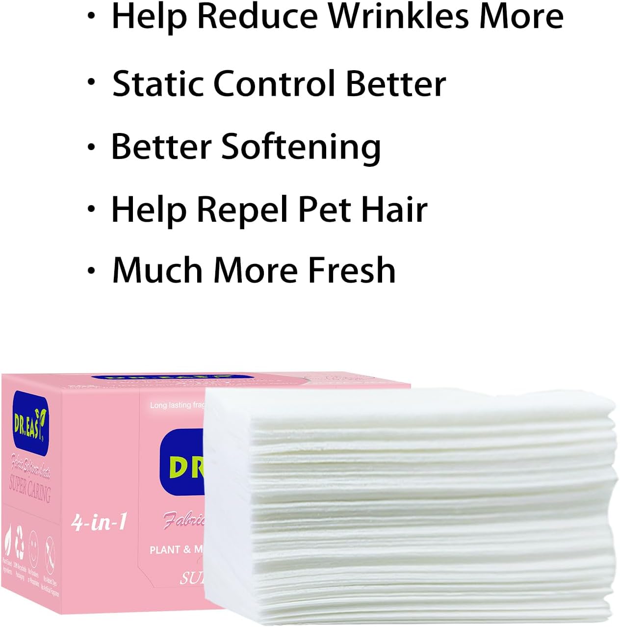 DR.EASY Dryer Sheets Plant Based Formula 252 Ct Super Caring,Softener sheets for Laundry Unscented