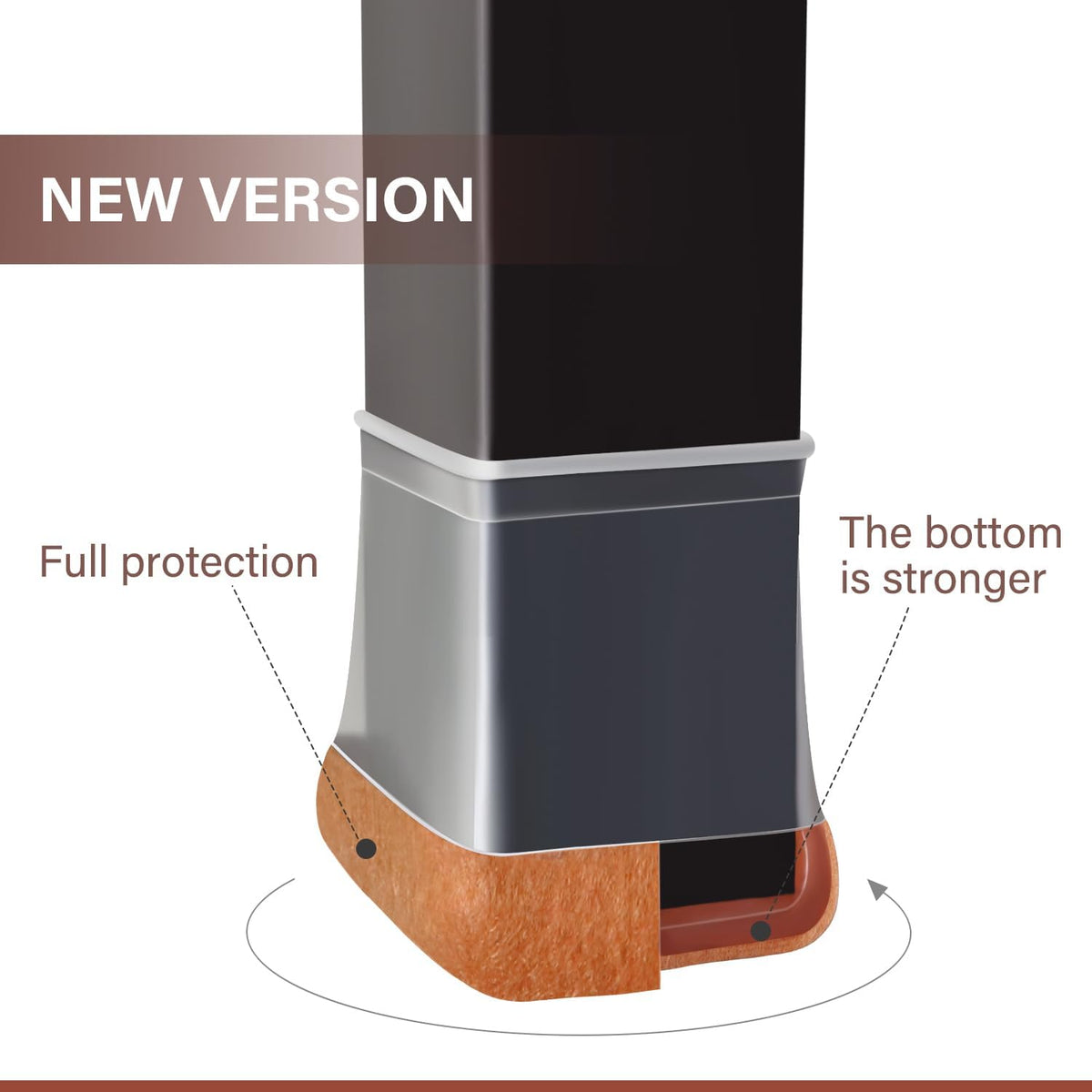 Chair Leg Floor Protectors Square Chair Leg Protectors for Hardwood Floors Silicone Caps Felt