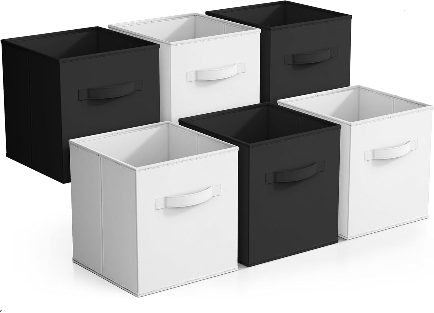 Sorbus Foldable Storage Cubes - 6 Pack, 11 Inch, Black and White, Fabric, Foldable, Storage and