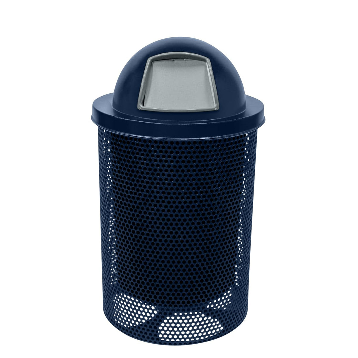 COATEDOUTDOORFURNITURE RDT-P-TXTDBL Heavy Duty Round Trash Receptacle with Dome Top, Liner