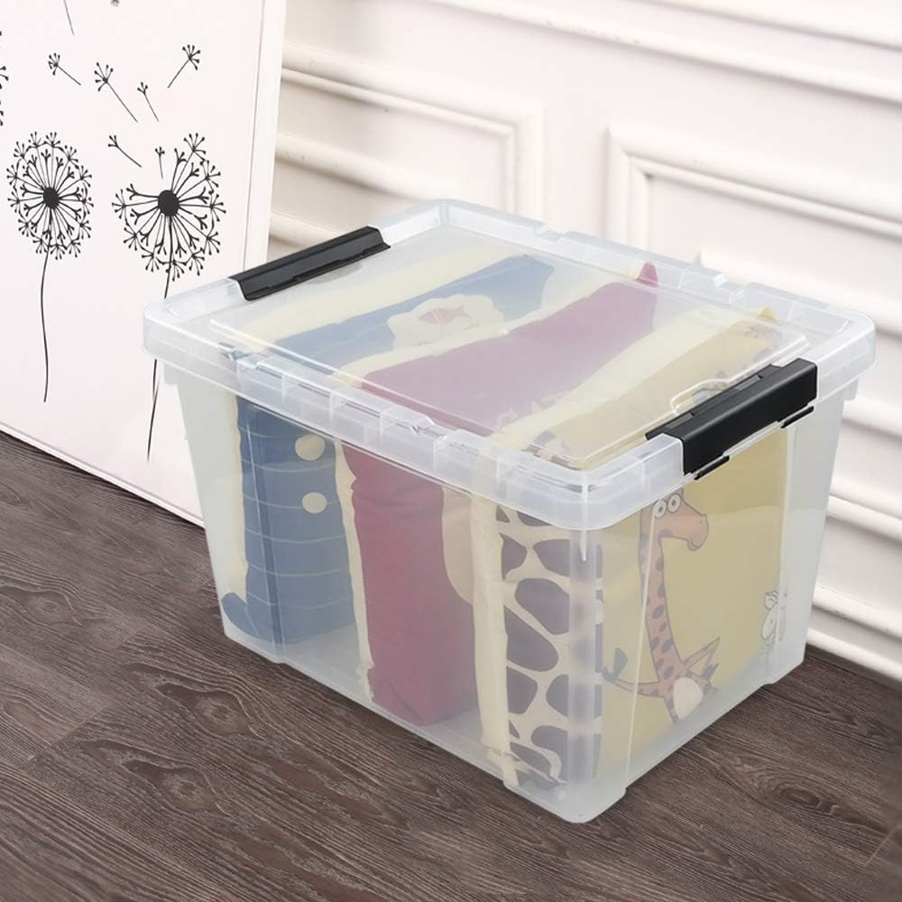 Pekky 50 Quart Clear Storage Containers/Bins with Lid，Wheels and Latching Handles, Large Rolling