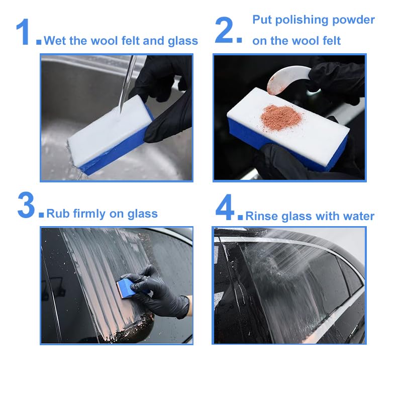 Cerium Oxide Glass Polishing Kit – Multifunctional Light Scratch Remover & Oil Film/Stain Cleaner