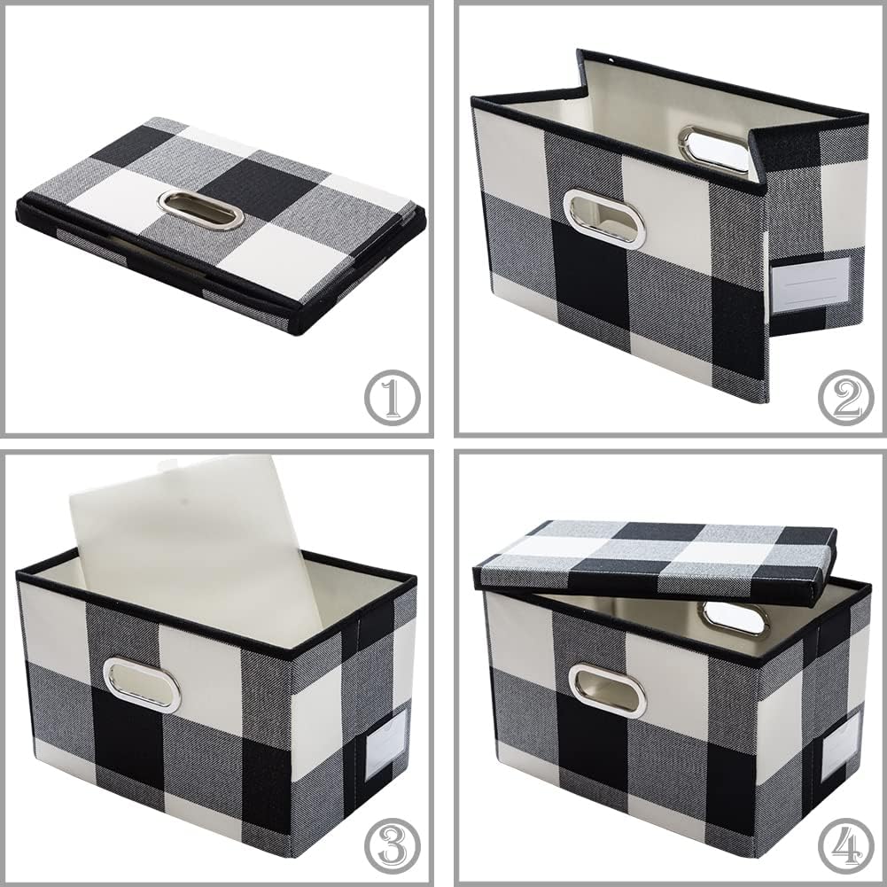 PRANDOM Large Collapsible Storage Bins with Lids [3-Pack] Fabric Foldable Storage Boxes Organizer