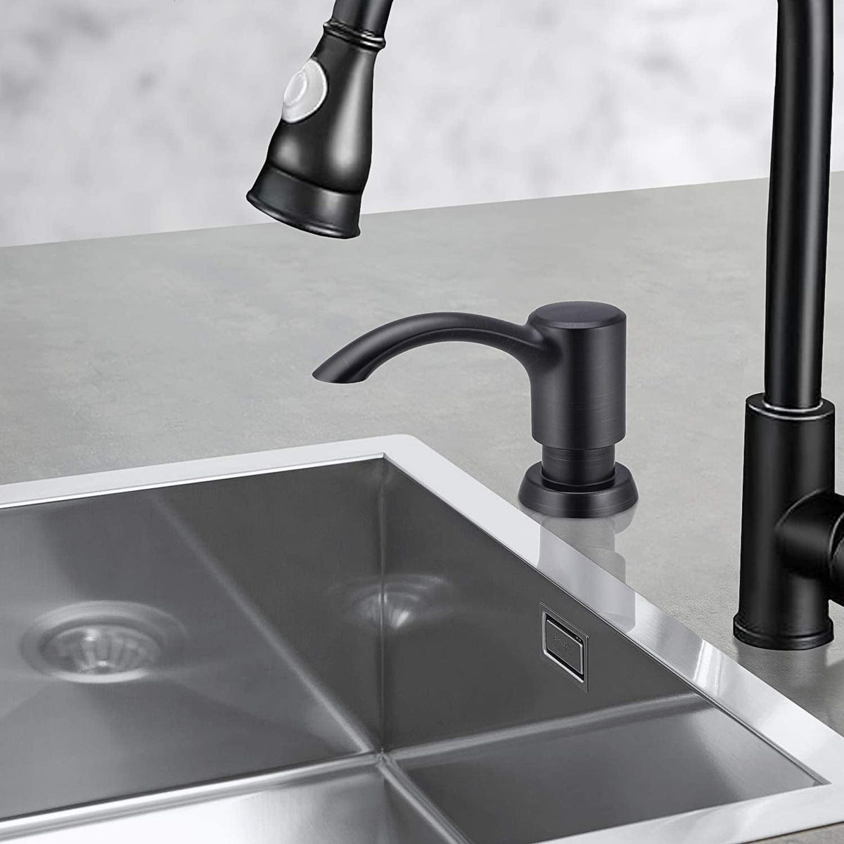 SAMODRA Built in Kitchen Sink Soap Dispenser (Oil Rubbed Bronze) with 12 oz Large PET Lotion