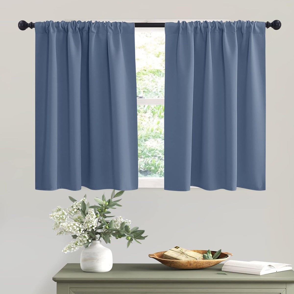 RYB HOME Short Blackout Curtains 36 inches, Solid Heavy Duty Small Window Treatment Room Darkening