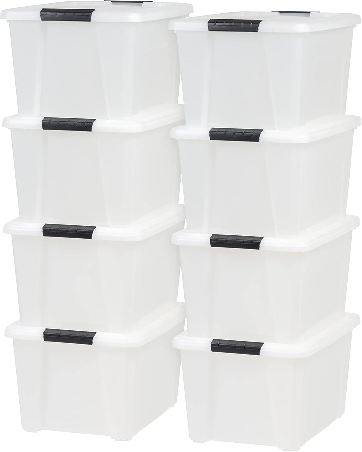 IRIS USA 33 Qt Stackable Plastic Storage Bins with Lids, 8 Pack - BPA-Free, Made in USA - Discreet