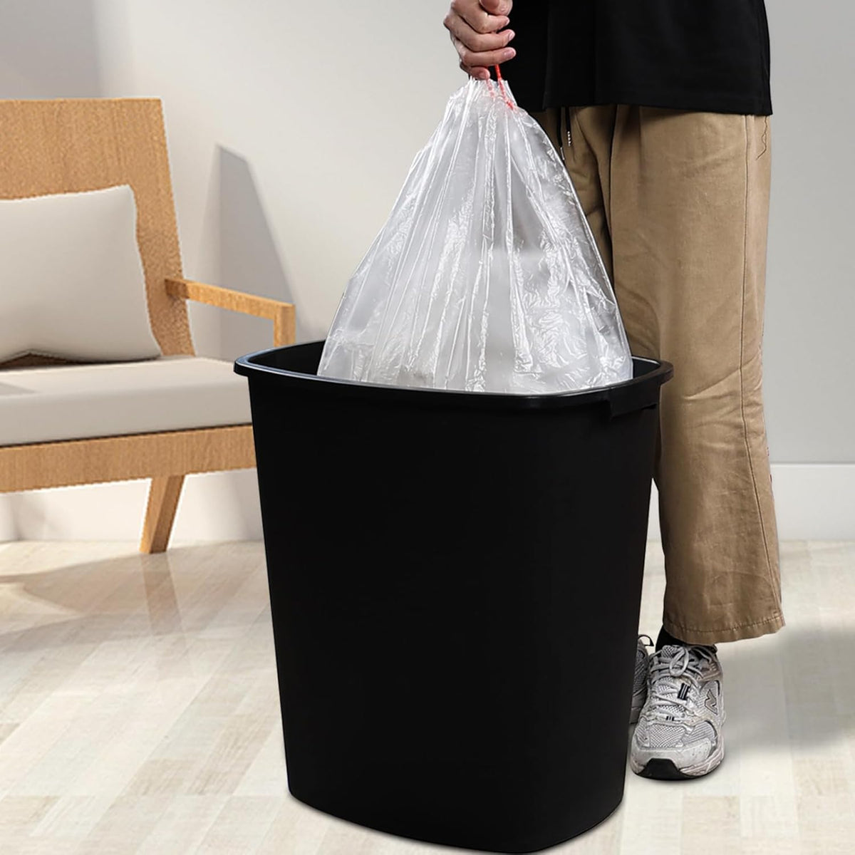Zopnny 4-Pack 18 Gallon Tall Kitchen Swing Top Garbage Can, Plastic Swing Top Lid Trash Can, Black