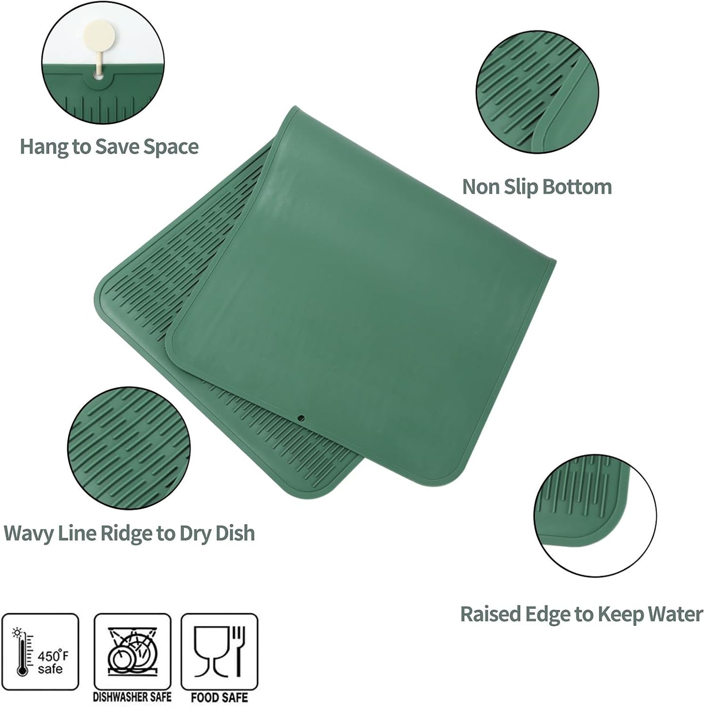 Silicone Dish Drying Mat for Multiple Usage,Easy clean,Eco-friendly,Heat-resistant Silicone Mat for