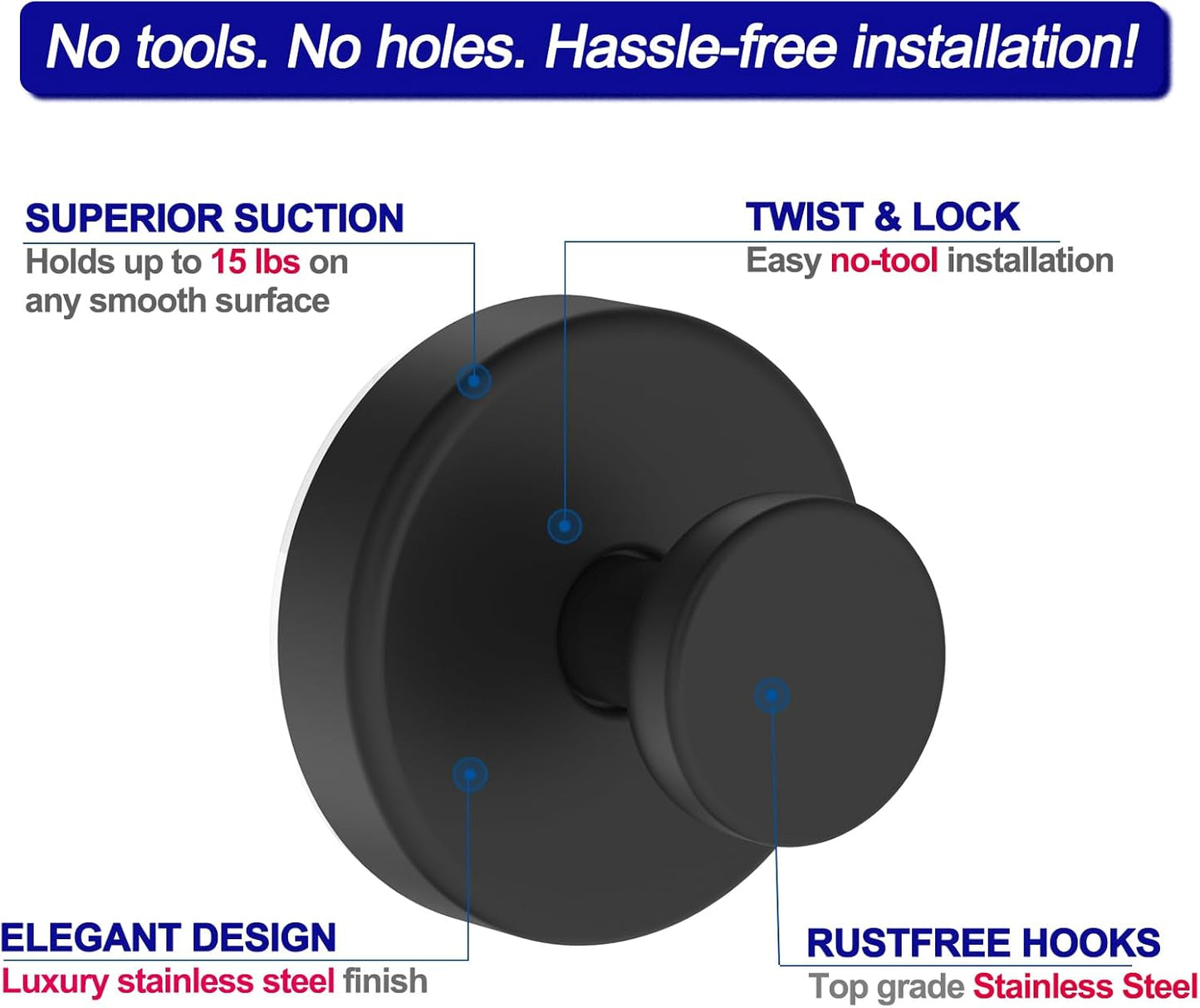 Suction Cup Hooks for Shower, Removable Towel Hooks for Bathroom Window Glass Door Wall, Bath Robe