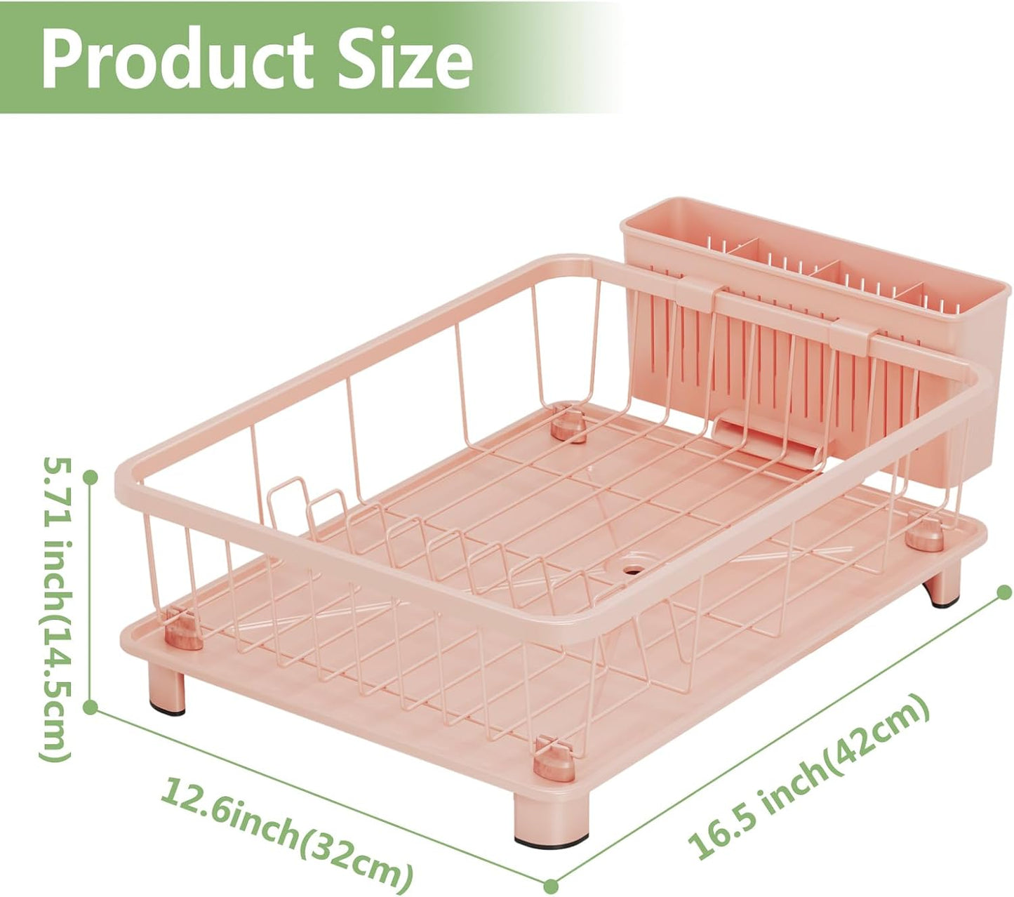 Pink Dish Drying Rack - Space-Saving Dish Rack,Dish Racks for Kitchen Counter with Drainboard