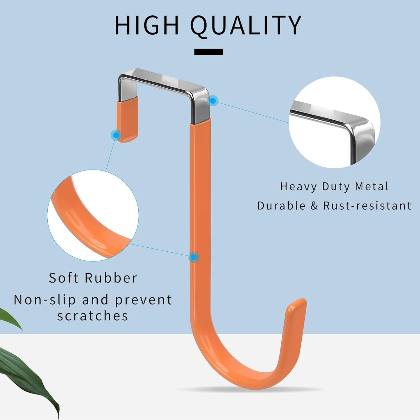 FYY Over The Door Hooks, 4 Pack Door Hangers Hooks with Rubber Prevent Scratches Heavy Duty
