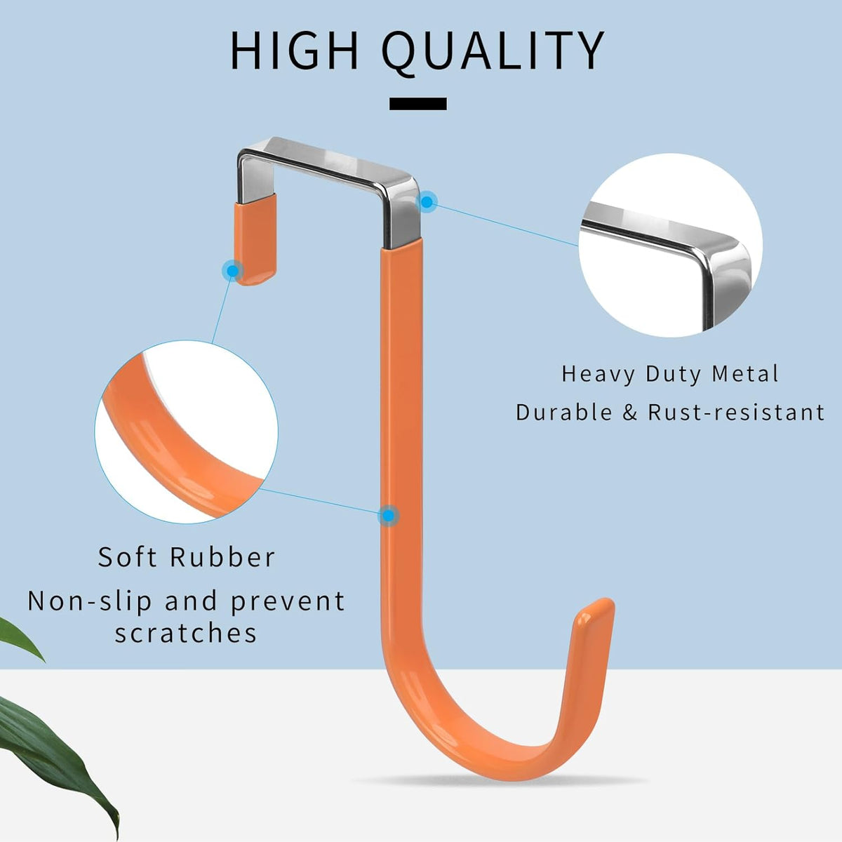 FYY Over The Door Hooks, 4 Pack Door Hangers Hooks with Rubber Prevent Scratches Heavy Duty