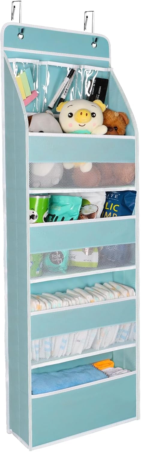 Univivi 5-Shelf Fabric Door Storage Over Door Hanging Organizer with 4 Large Pockets and 3 Small