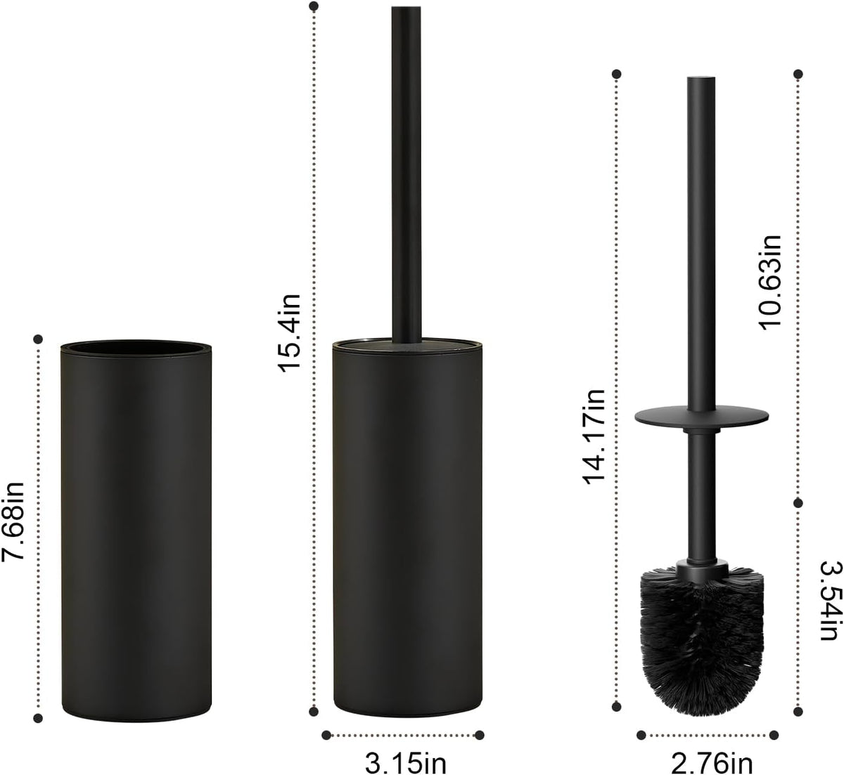 304 Stainless Steel Toilet Bowl Brush and Holder Set, Circular Floor Toilet Brush Holder, Long