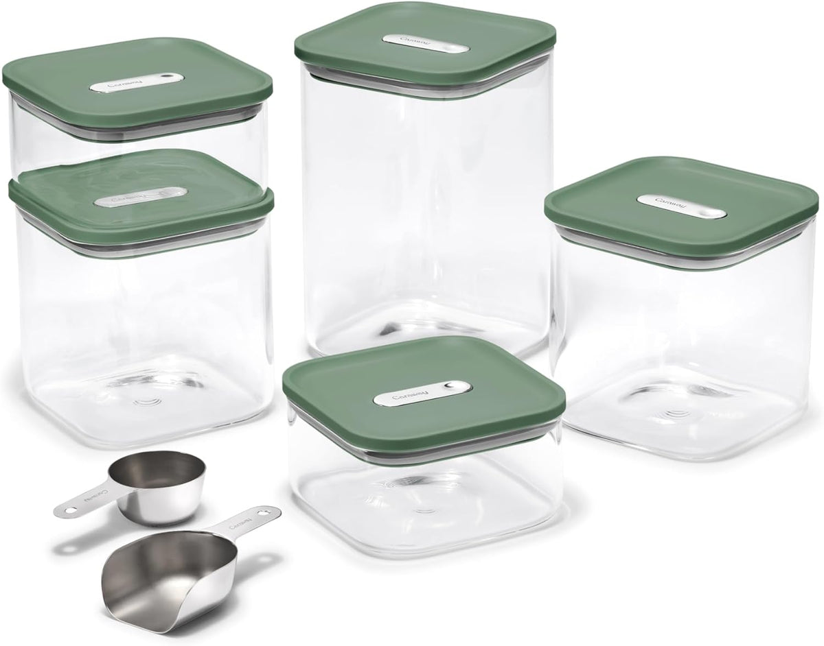 Caraway 14-Piece Glass Airtight Food Storage Containers with Lids – Non-Toxic, BPA-Free Kitchen