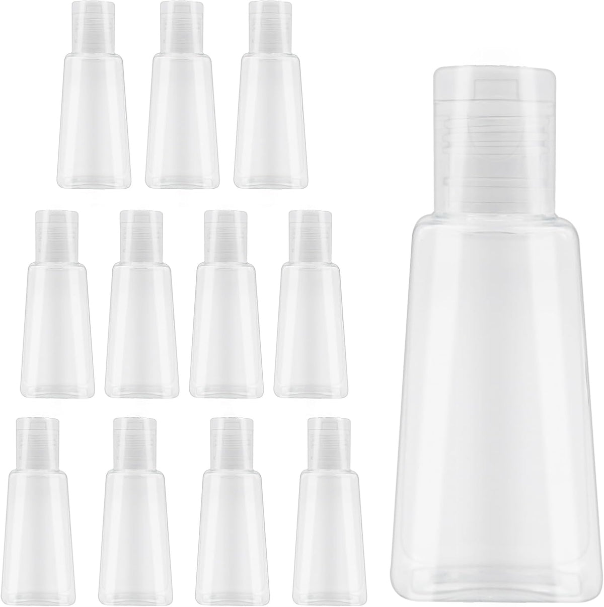 INNOLIFE 12 Pack 1oz Flip Cap Squeeze Bottles, Clear Plastic Travel Bottle, 30ml Refillable Empty