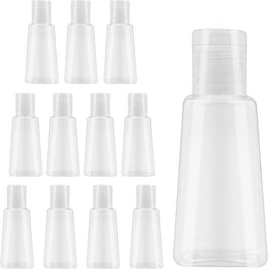 INNOLIFE 12 Pack 1oz Flip Cap Squeeze Bottles, Clear Plastic Travel Bottle, 30ml Refillable Empty