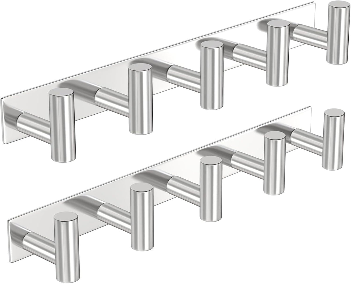 PMMASTO Coat Rack Wall Mounted, 5 "T Shaped Wall Hooks for Hanging, Heavy Duty Stainless Steel Coat