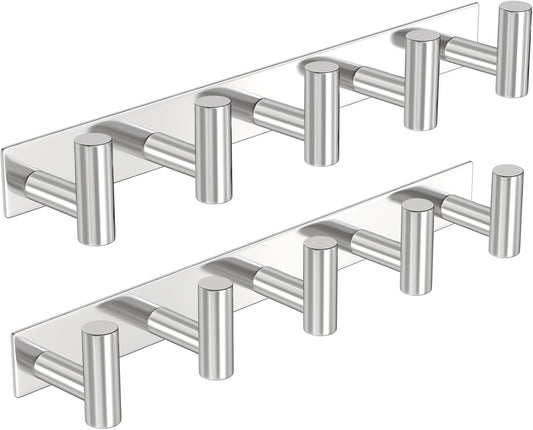 PMMASTO Coat Rack Wall Mounted, 5 "T Shaped Wall Hooks for Hanging, Heavy Duty Stainless Steel Coat