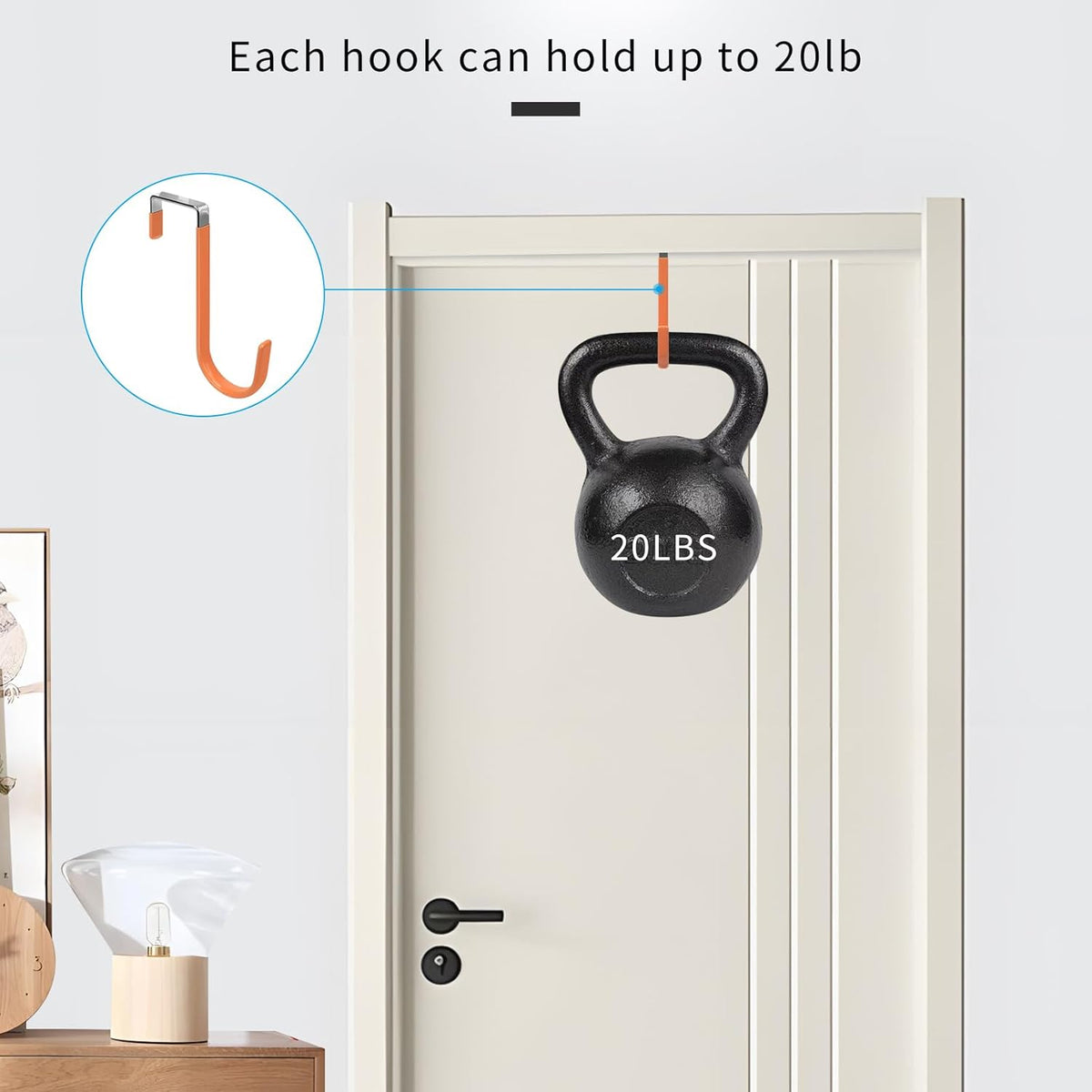 FYY Over The Door Hooks, 4 Pack Door Hangers Hooks with Rubber Prevent Scratches Heavy Duty