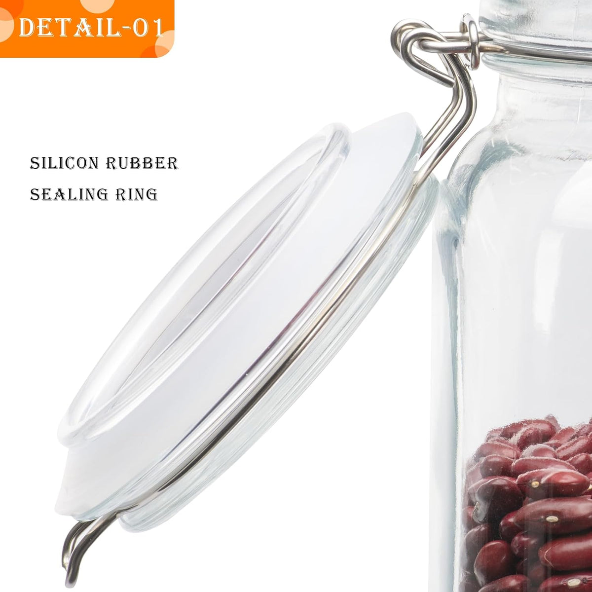 78oz Glass Food Storage Jars with Airtight Clamp Lids, 3 PCS Food Storage Canister for Kitchen &
