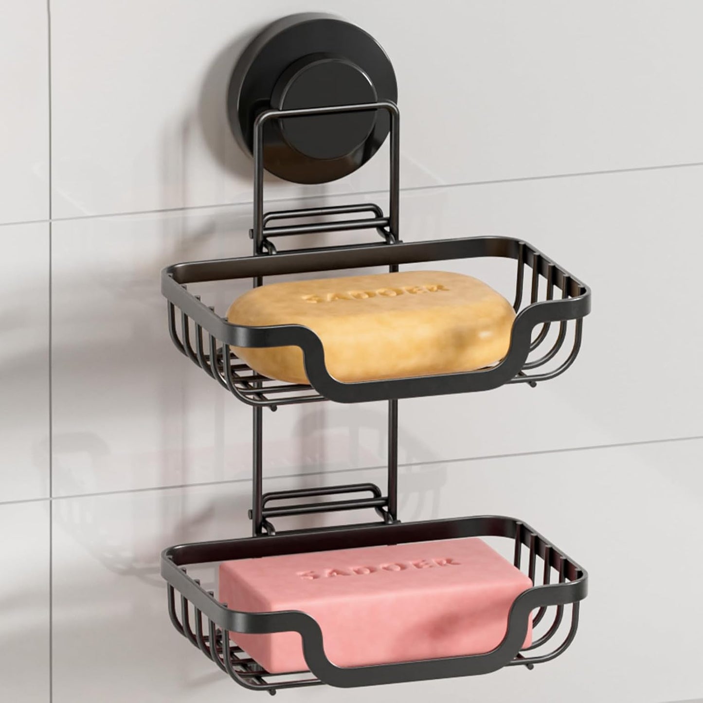 LEVERLOC 2 Tier Soap Holder, Soap Bar Dish for Shower Wall Mounted, Stainless Steel Suction Cup