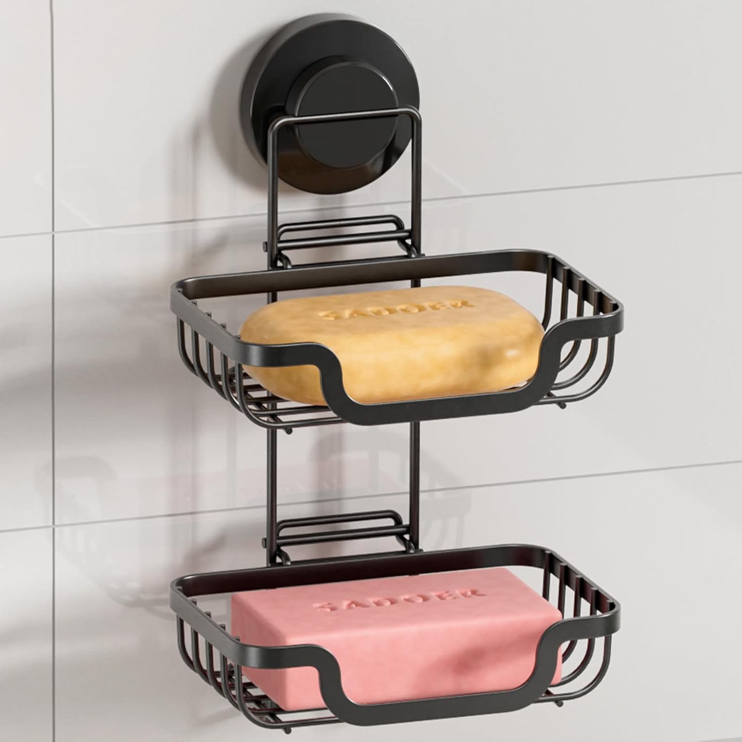 LEVERLOC 2 Tier Soap Holder, Soap Bar Dish for Shower Wall Mounted, Stainless Steel Suction Cup