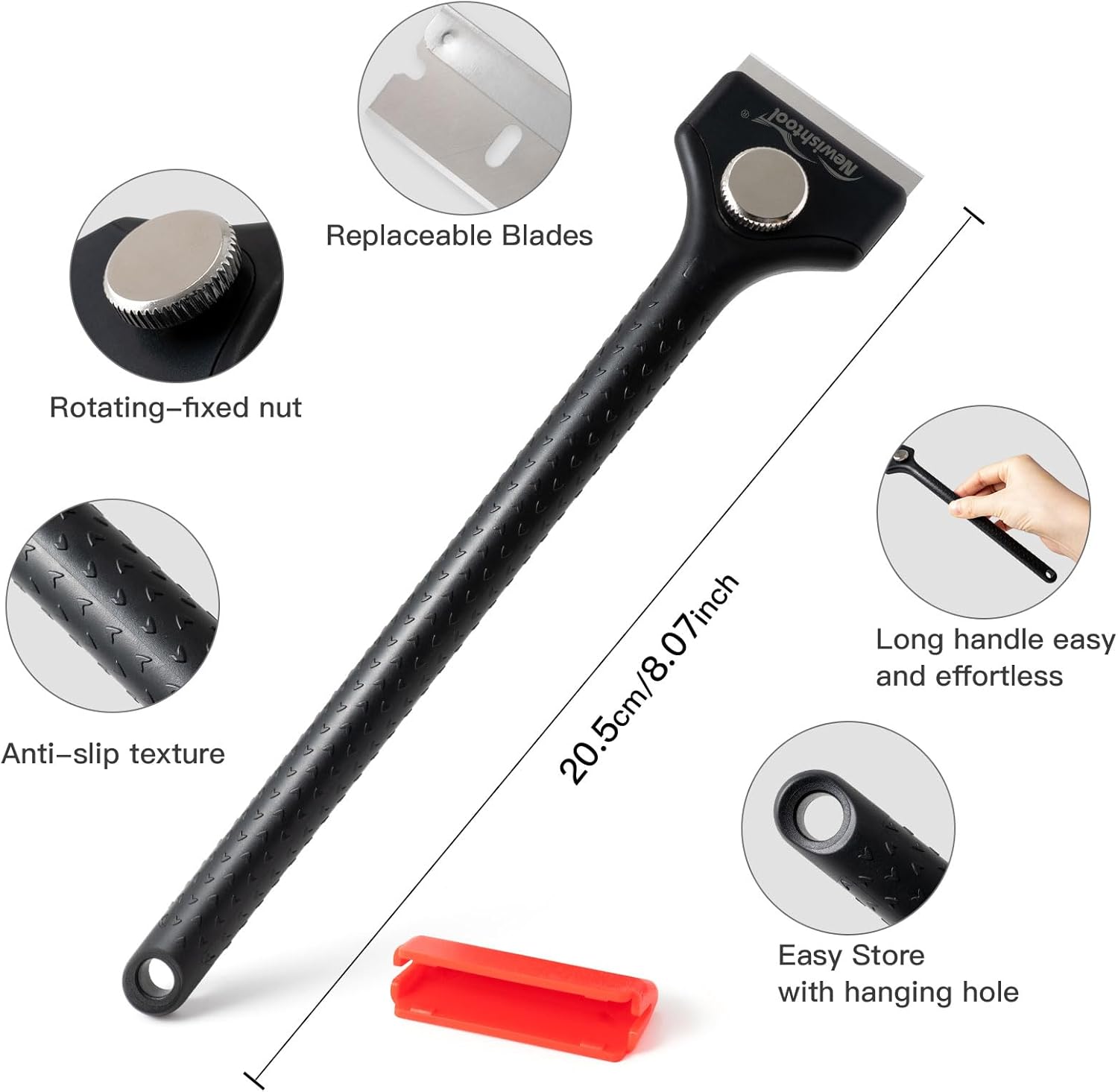 NEWISHTOOL Long Handle Scraper Tool Kit includes 2 Pcs Razor Blade Scraper and 20 PCS 1.5 inch