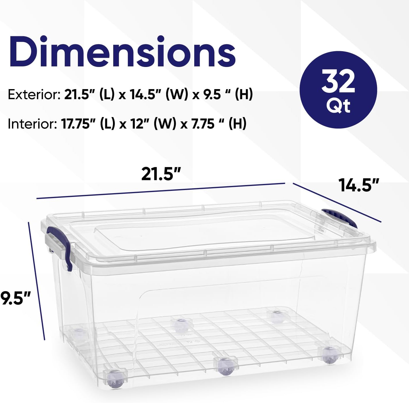 Superio Storage Bins with Lids, Clear Plastic Containers for Organizing, Stackable Totes, BPA Free