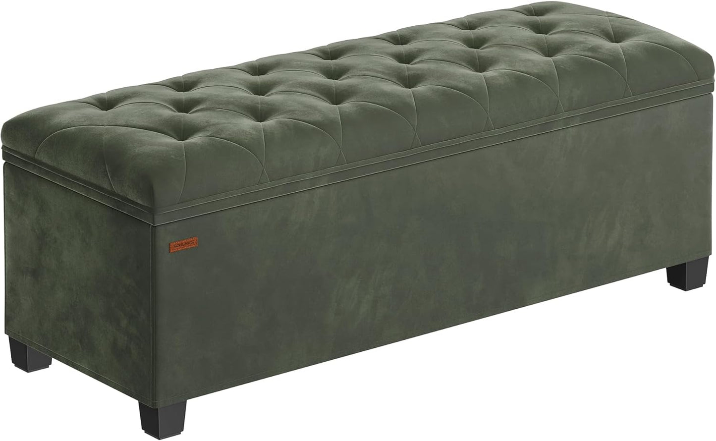 SONGMICS Velvet Storage Ottoman Bench, Foot Rest with Legs, 15.7 x 43 x 15.7 Inches, End of Bed
