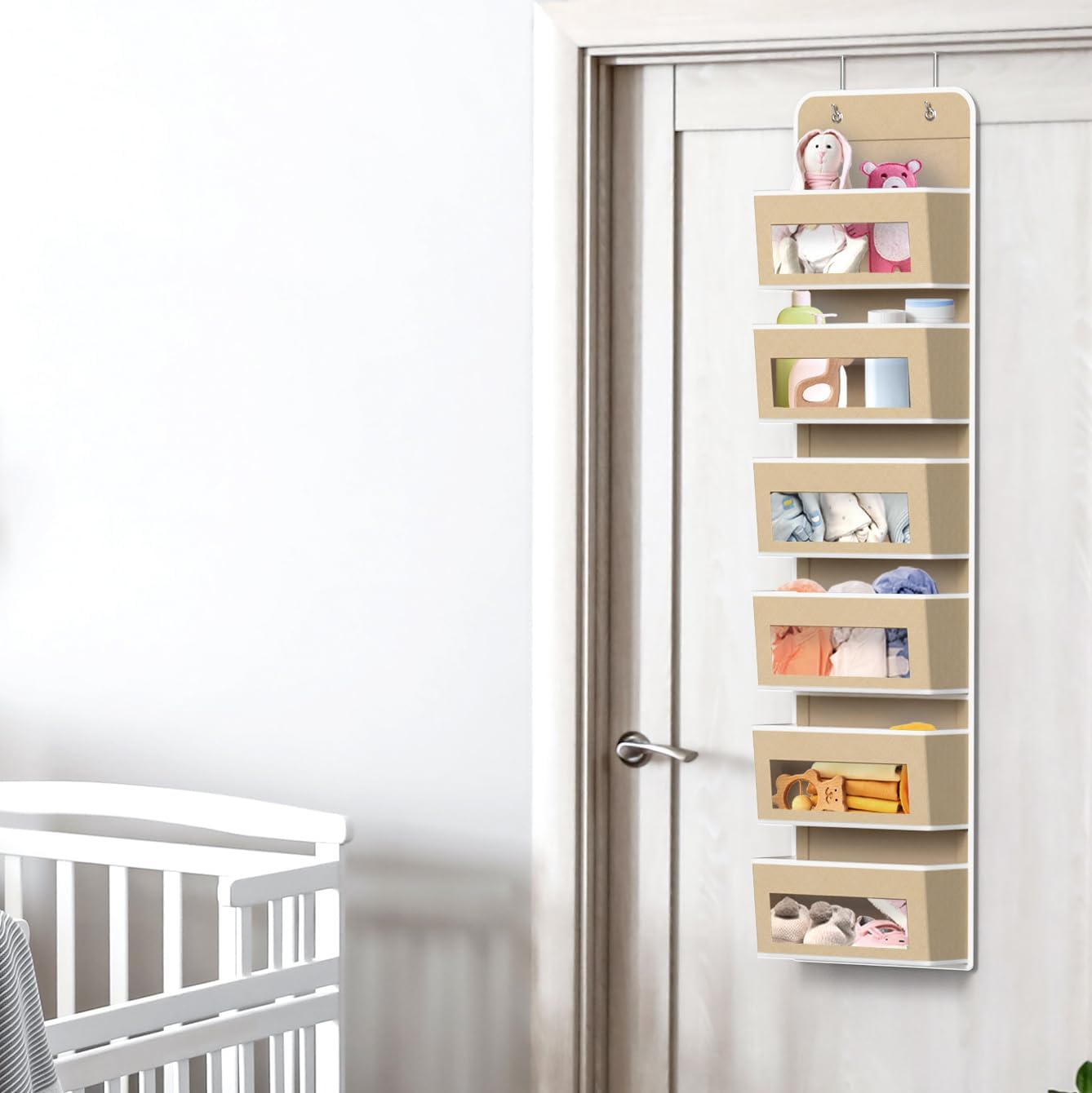 SIMPLE HOUSEWARE 6 Clear Window Pocket Over Closet Door Storage Hanging Organizer for Bedroom