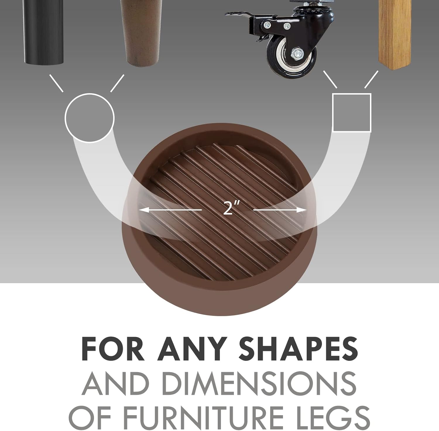2X2 Round Rubber Caster Cups, Non Slip Furniture Pads, Anti-Slip Gripper, Anti Skid Furniture Feet