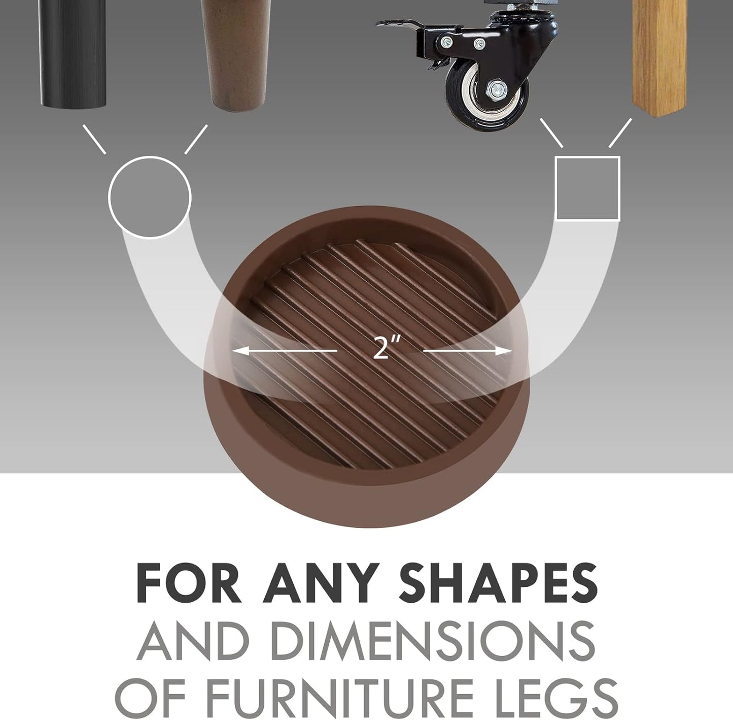 2X2 Round Rubber Caster Cups, Non Slip Furniture Pads, Anti-Slip Gripper, Anti Skid Furniture Feet