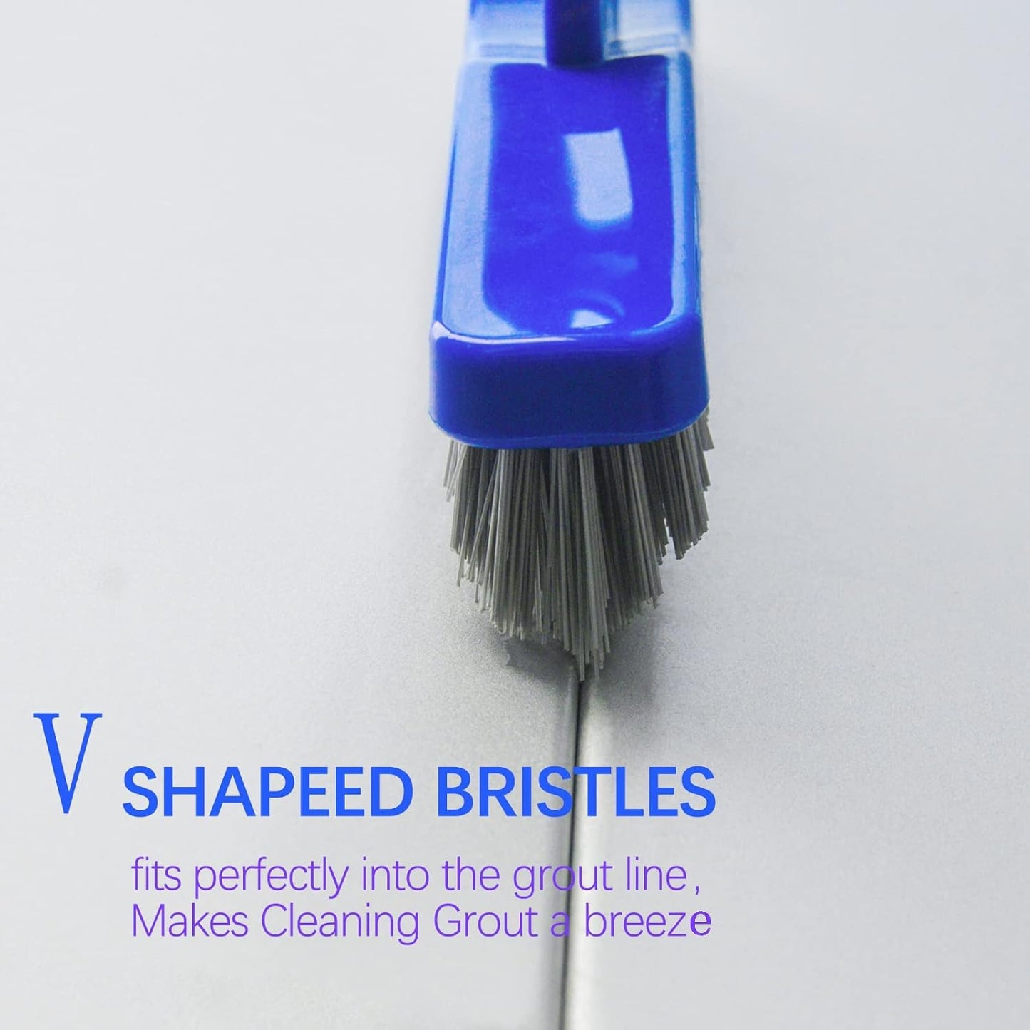 ITTAR Grout Brush with Long Adjustable Handle, Swivel Scrub Brush, V-Shape Grout Line Scrubber with