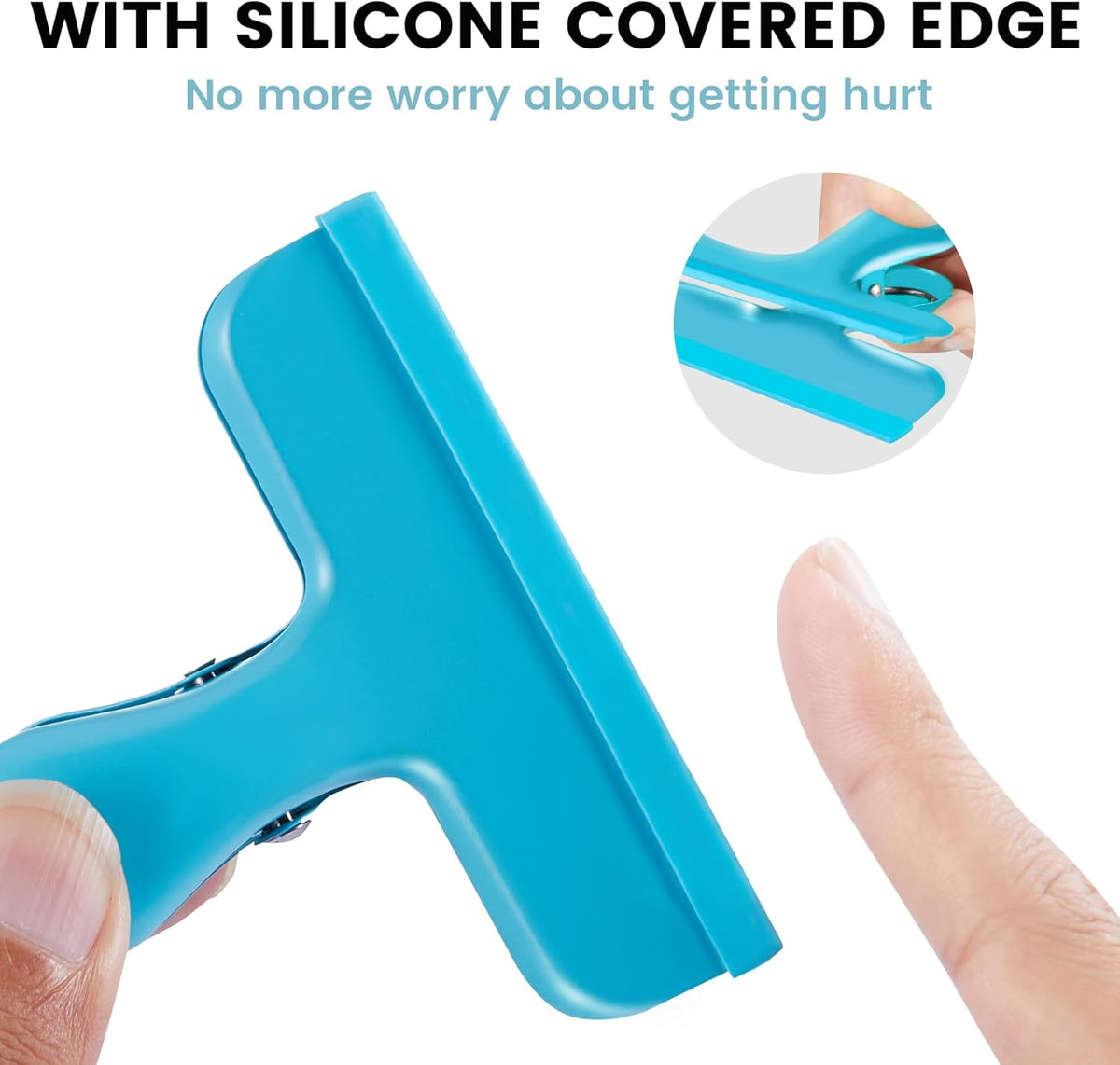 HOUSE AGAIN 8 Pack Stainless Steel Chip Bag Clips Covered with Silicone - NO More Sharp Edges