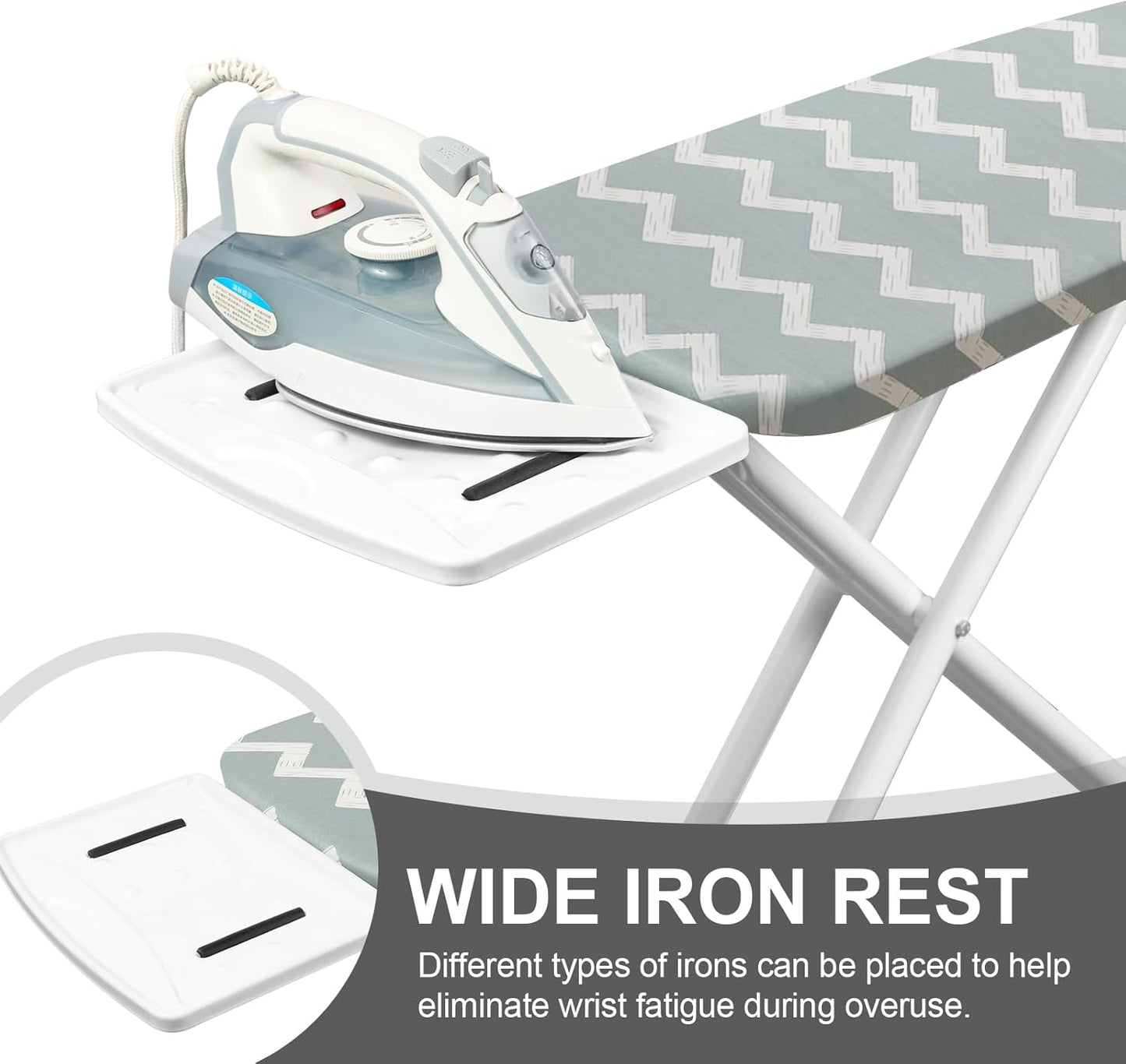 Ironing Board,Foldable Ironing Board Adjustable Height Compact Iron Board Thick Steel Tube Iron