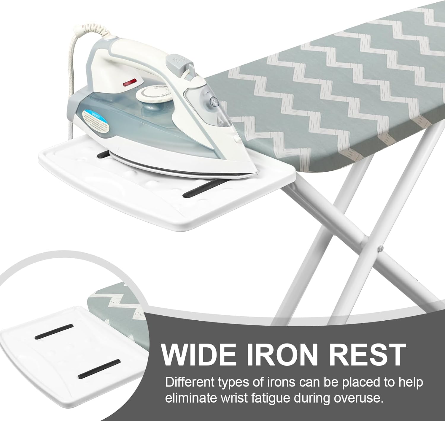 Ironing Board,Foldable Ironing Board Adjustable Height Compact Iron Board Thick Steel Tube Iron