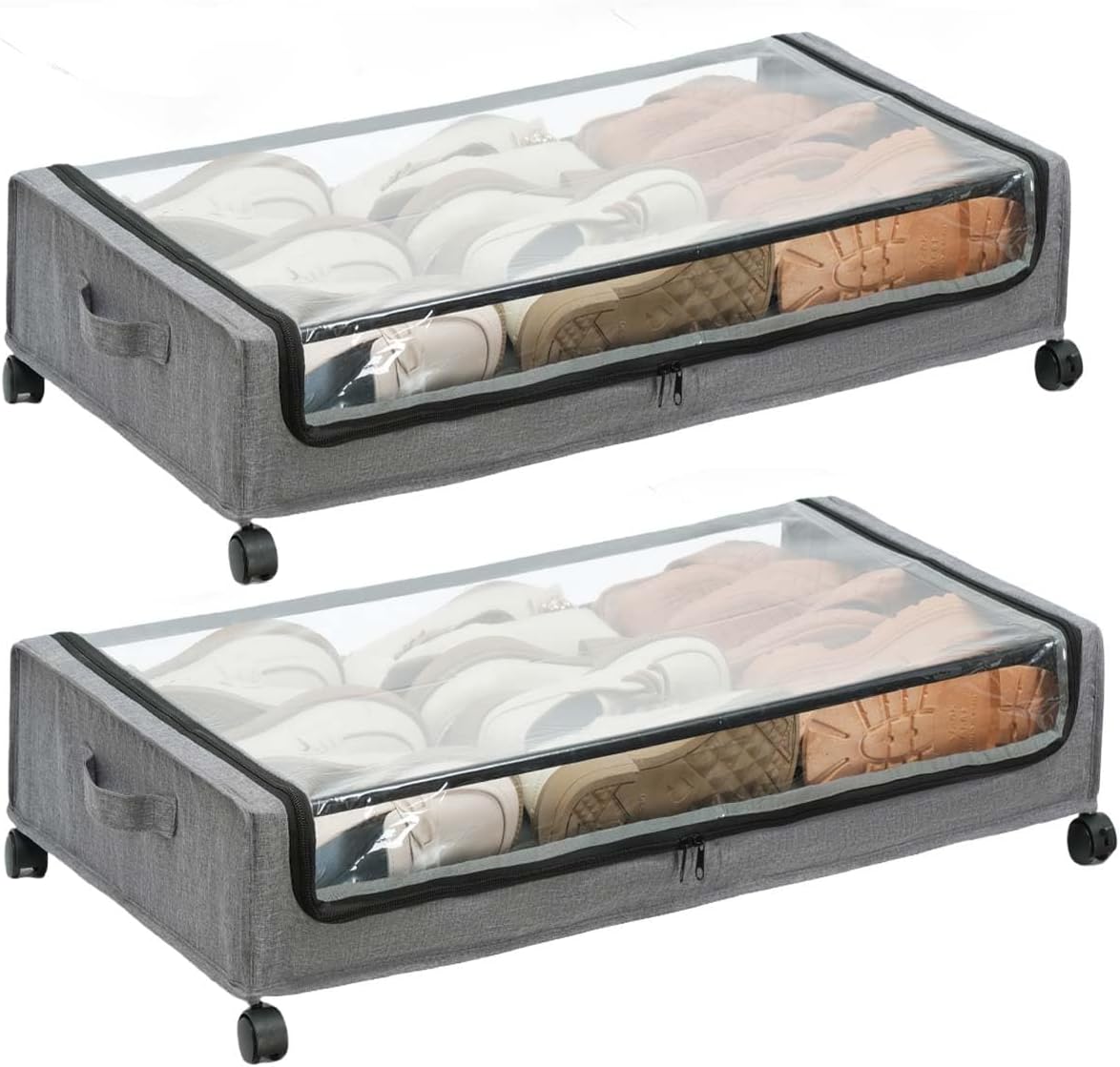 UnderBed Storage Containers, UnderBed Shoe Storage with Wheels, Under Bed Drawers for Clothes Book