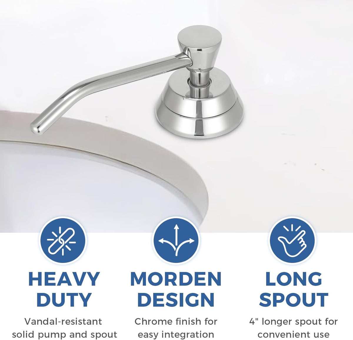 Heavy Duty Brass Countertop Liquid Soap Dispenser, Commercial Grade Top Fill Built-in Soap