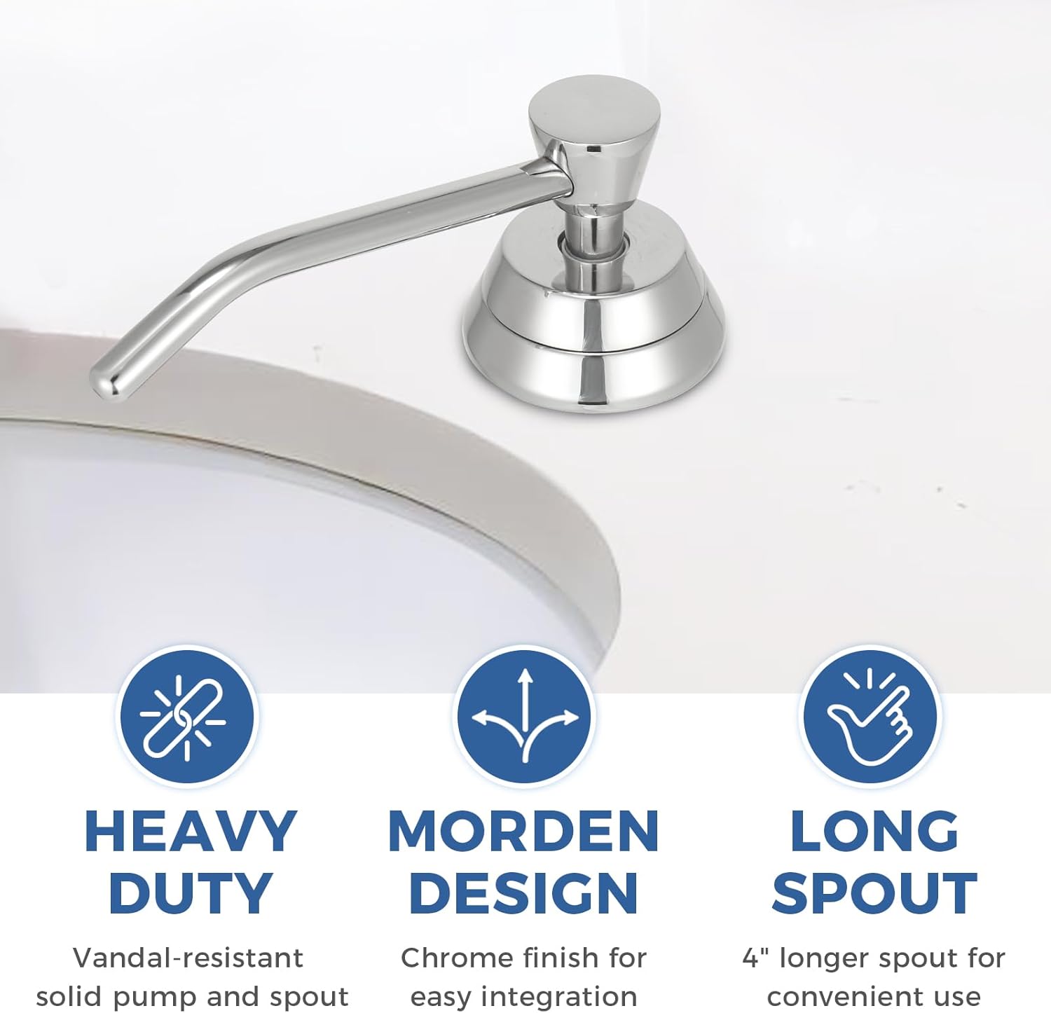 Heavy Duty Brass Countertop Liquid Soap Dispenser, Commercial Grade Top Fill Built-in Soap