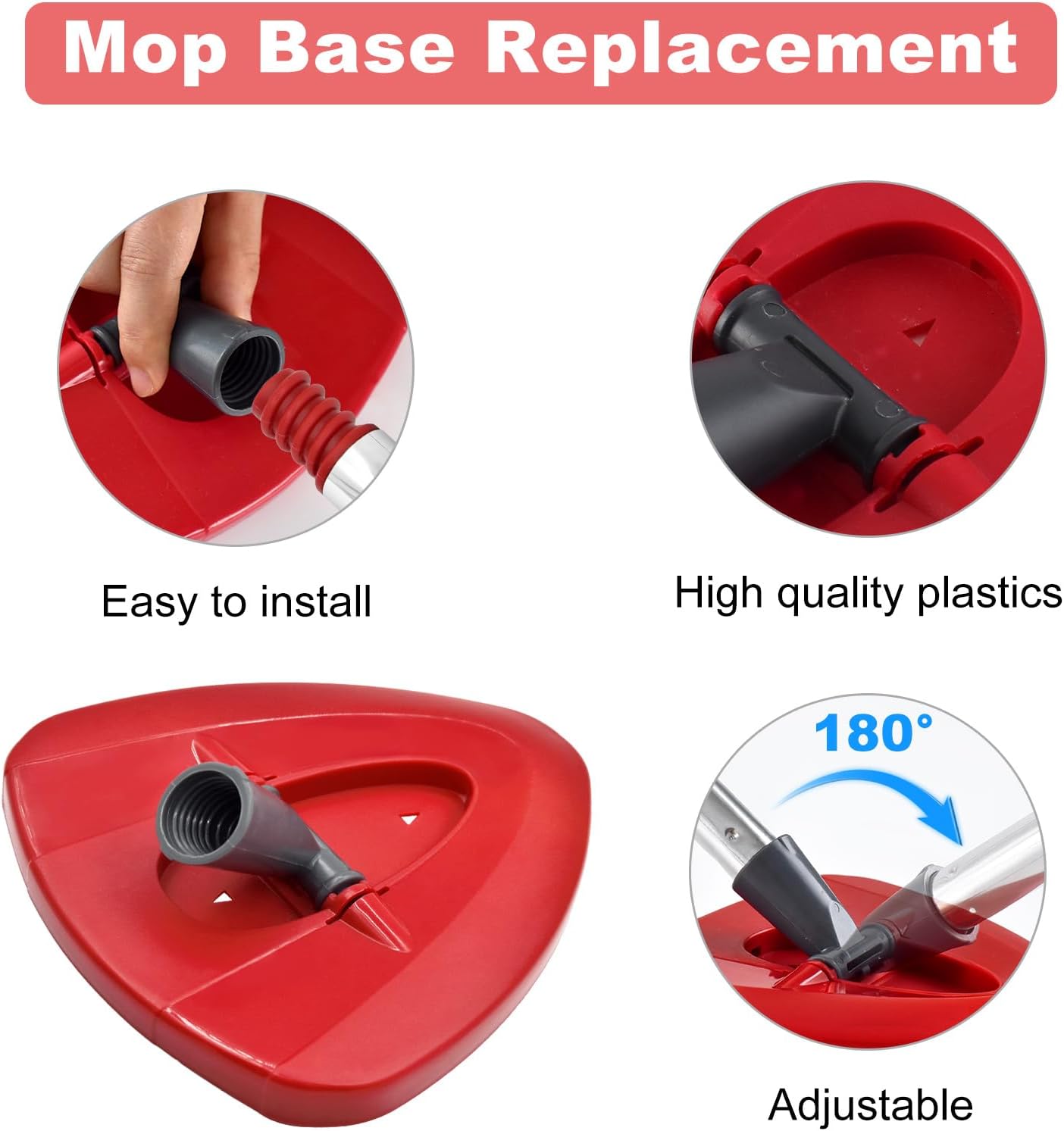 Mop Handle for O Cedar,2 Spin Mop Base for Ocedar, Mop Stick Pole Handle Adjustable 30-58" and