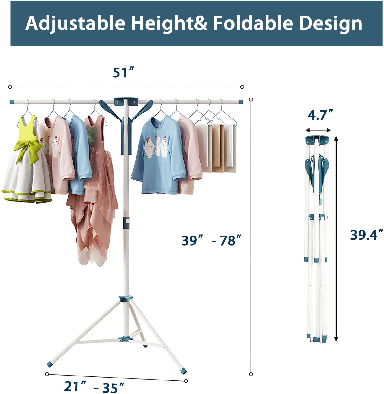 JAUREE Tripod Clothes Drying Rack Folding Indoor, Portable Drying Rack Clothing and