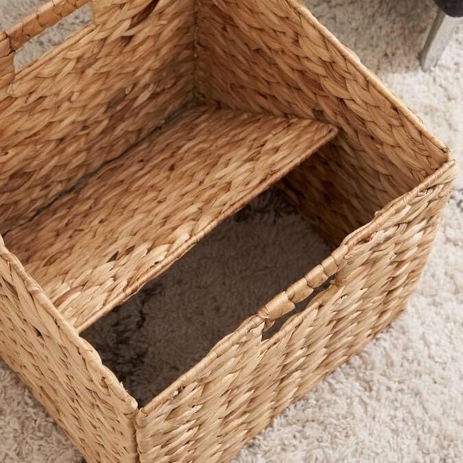 12x12x12 Storage Cube, Water Hyacinth Storage Baskets, Wicker Storage Baskets for Shelves, Woven