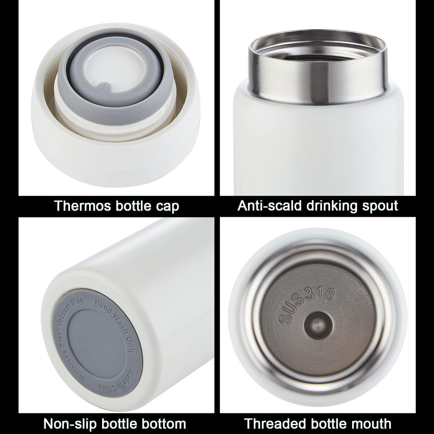 10oz Mini Water Bottle Stainless Steel Thermos Small Flask - Insulated Vacuum, Leak Proof, Keeps
