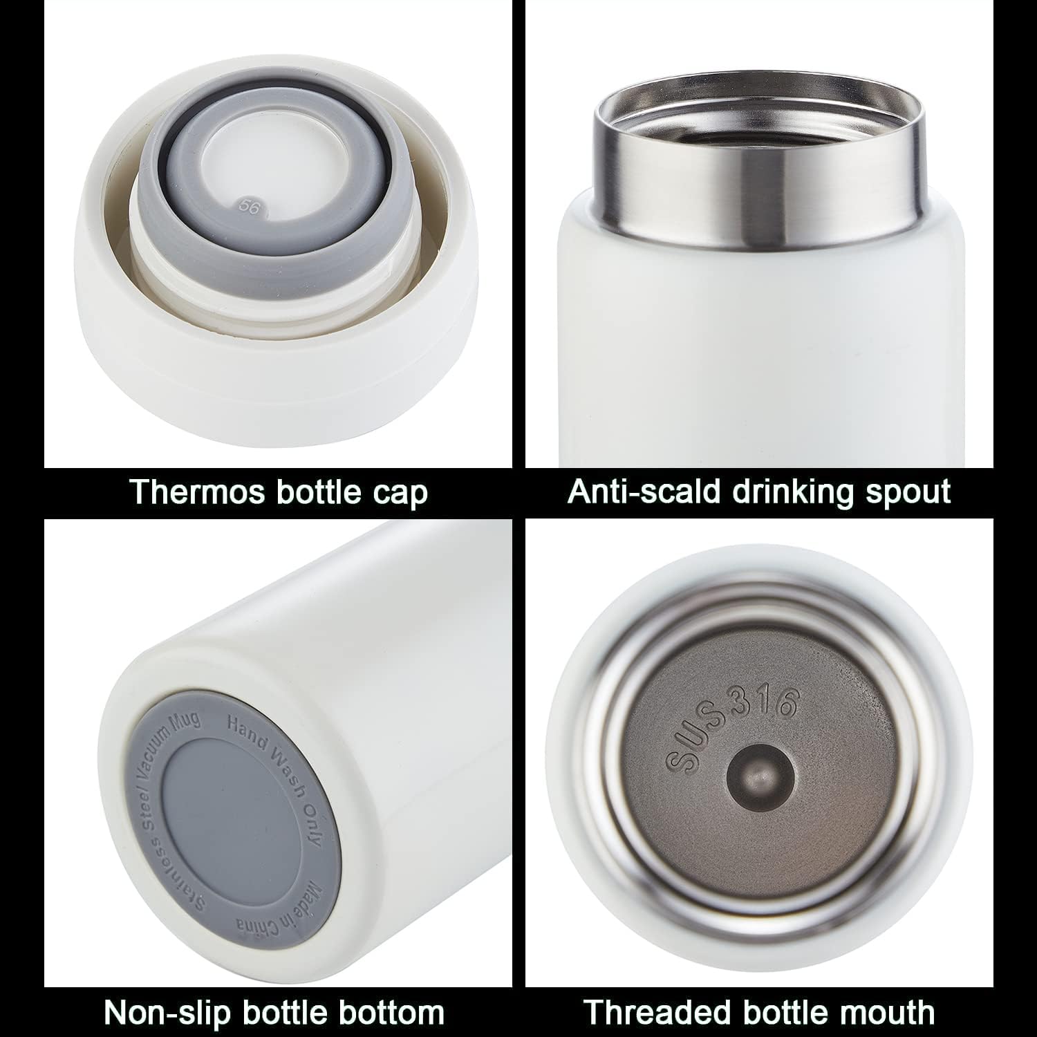 10oz Mini Water Bottle Stainless Steel Thermos Small Flask - Insulated Vacuum, Leak Proof, Keeps