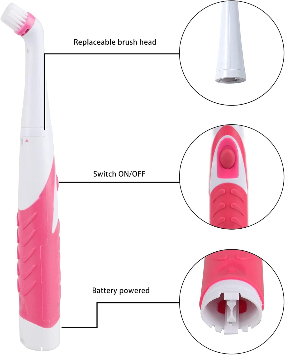 Electric Cleaning Brush with 4 in 1 Multiple Brush Heads,Indoor Household Cordless Motorized Brush