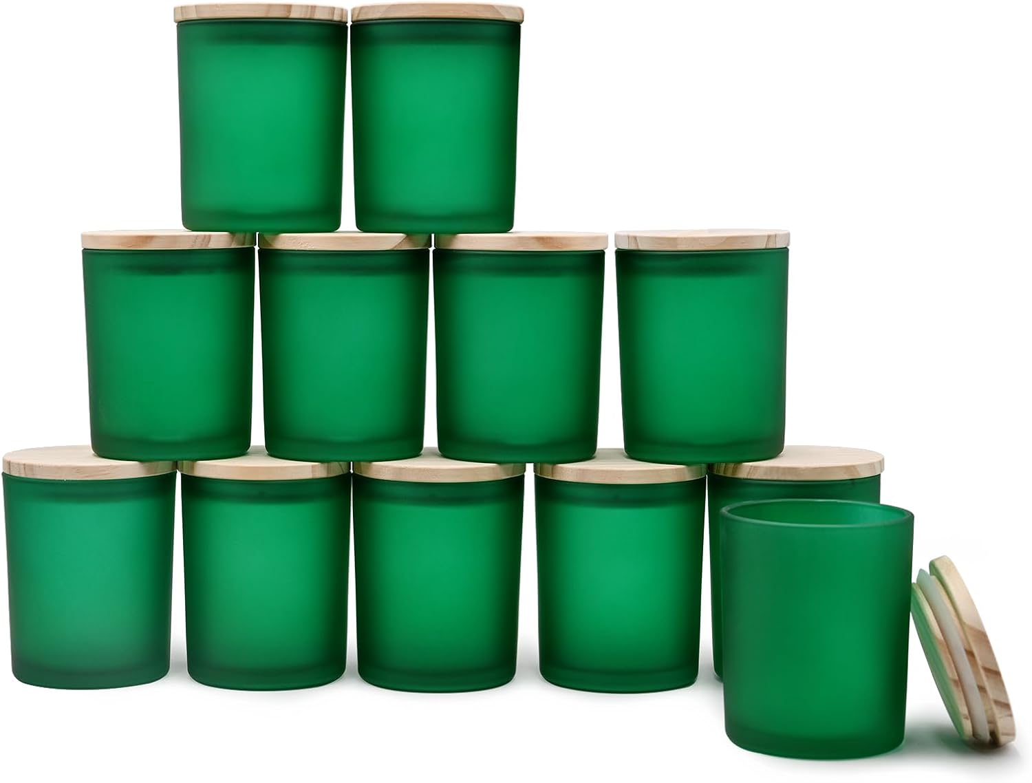 Thick Candle Jars for Making Candles 12 Pcs, 7 OZ Empty Jars with Wood Lids for Candle Making