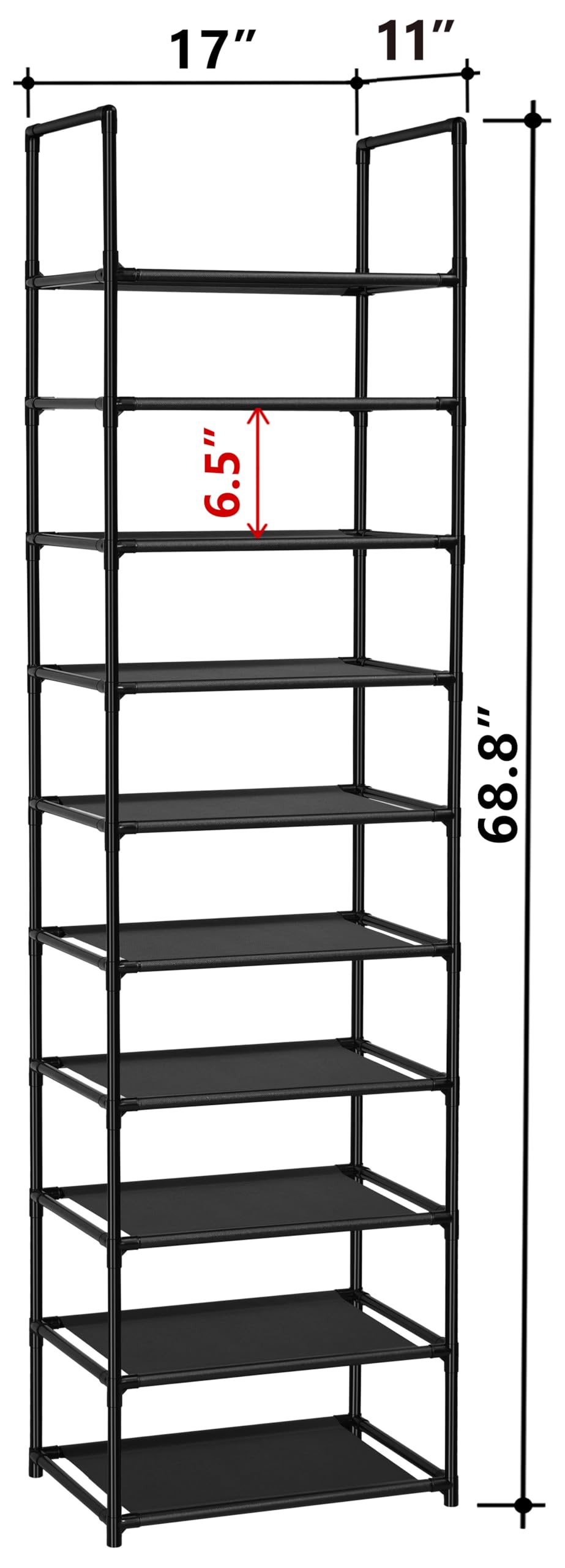 FIDUCIAL HOME 10 Tiers Shoe Rack Organizer 20 Pairs Tall Shoe Shelf