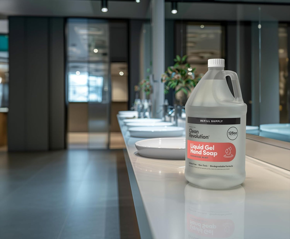 Clean Revolution Liquid Gel Hand Soap, Silky Rich Liquid, Quick Lather, Fast Rinsing, (Geramium